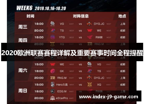 2020欧洲联赛赛程详解及重要赛事时间全程提醒 2020欧洲联赛赛程详解及重要赛事时间全程提醒